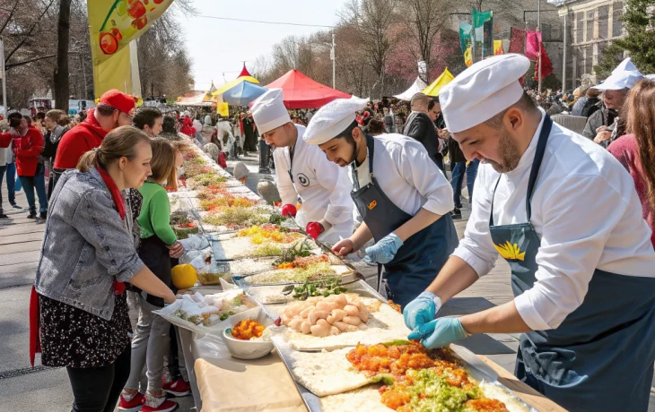 В Краснодаре приготовили шаурму длиной 21 метр на фестивале «Маевка 2025» В Краснодаре приготовили шаурму длиной 21 метр на фестивале «Маевка 2025»