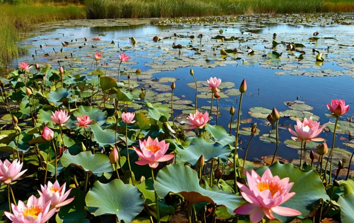 Спасенное озеро лотосов в Белозерном ждет цветения Спасенное озеро лотосов в Белозерном ждет цветения