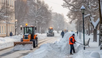 В Кропоткине продолжают уборку города после сильных снегопадов В Кропоткине продолжают уборку города после сильных снегопадов